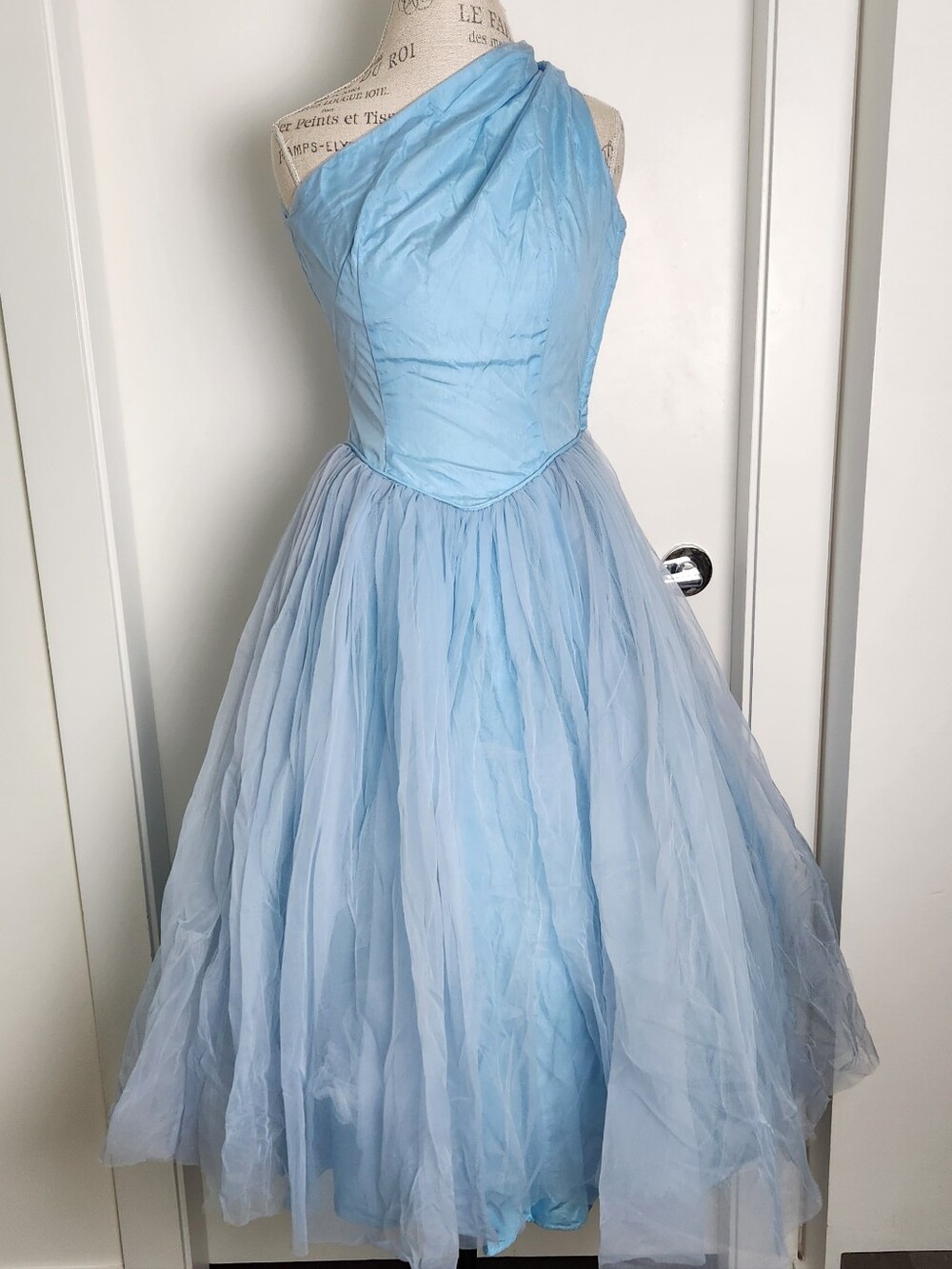 50s Blue Princess Prom Cocktail Dress